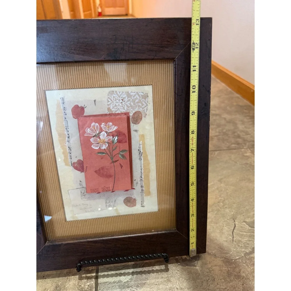 Maxine Collins Prelude Floral Framed Collage Art Target 2001 Botanical 11x13